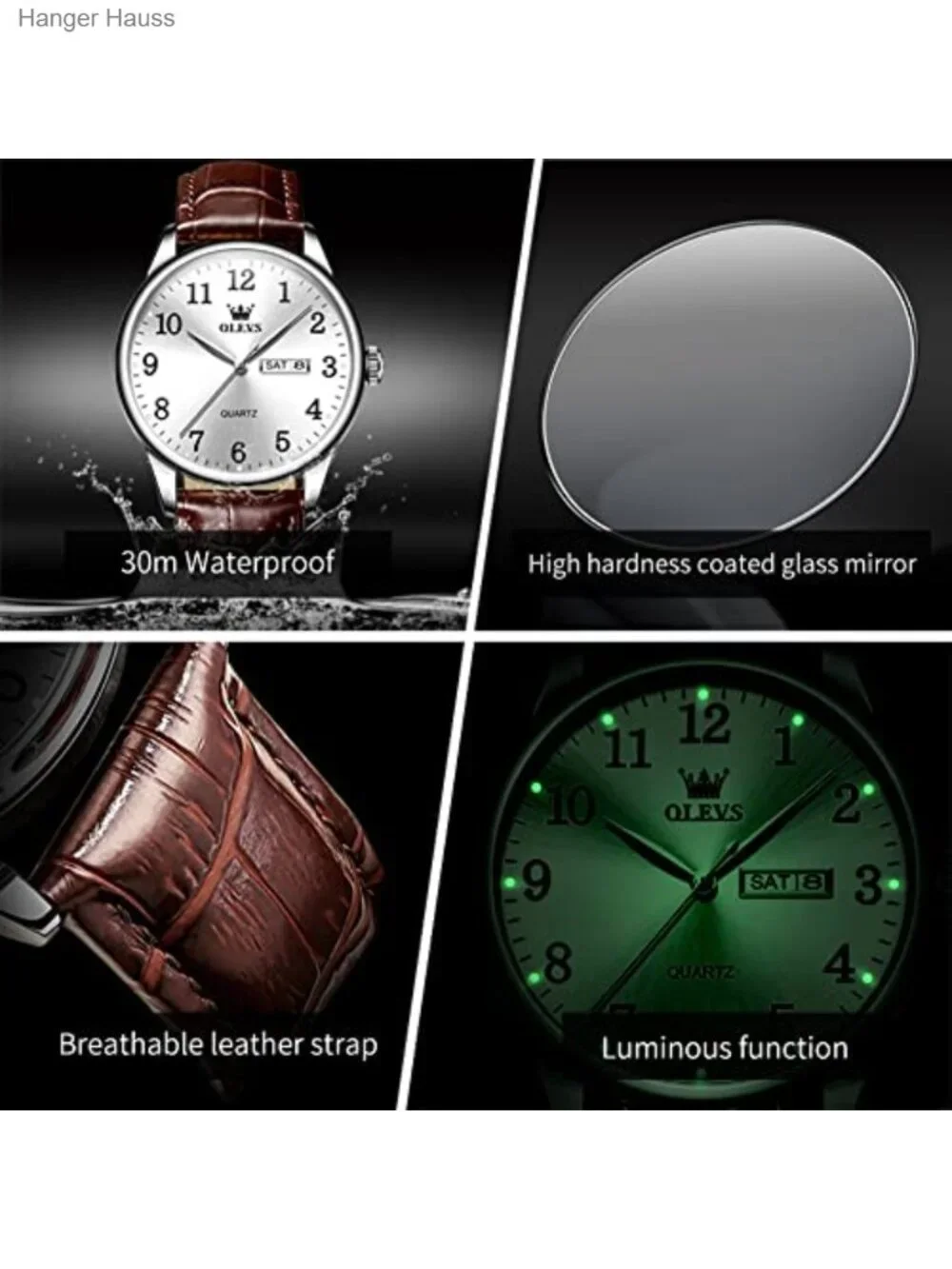 Men's Casual Leather Strap Analog Quartz Wrist Watch Easy Read Date
